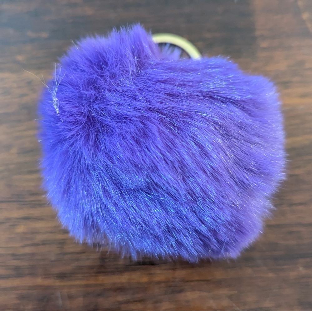 Purple Fluffy Pom Pom Keychain